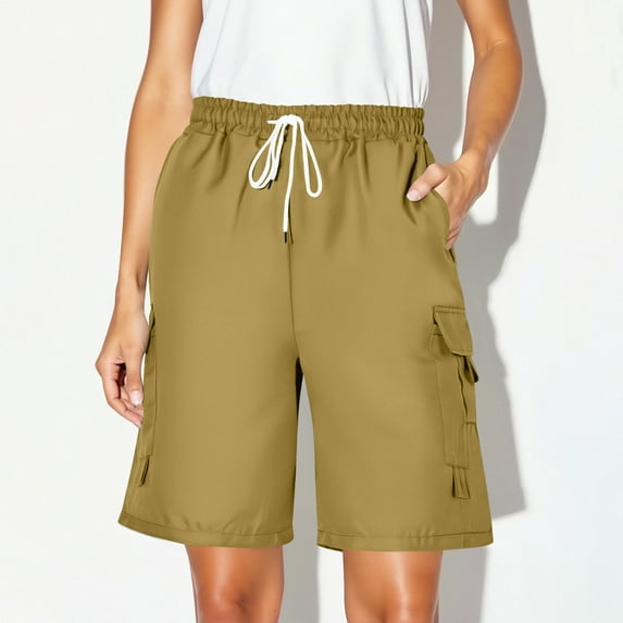 Rezuofi 2 Pcs Women's Shorts Hiking Cargo Quick Dry Golf Active Athletic Shorts 7" Lightweight Summer with Pockets Clearance