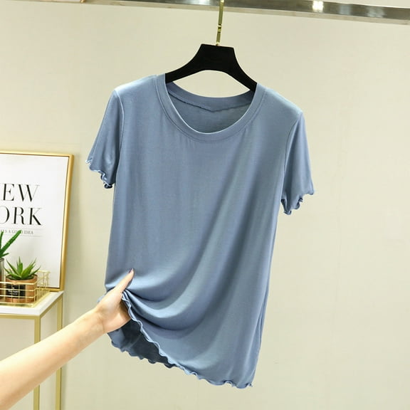 Rezuofi 2 Pcs Women's Sleep T-Shirt Crew Neck Pajamas Top Short Sleeve Sleepwear Soft Pjs Tshirts Loose Comfy Lounge Pajamas Shirt