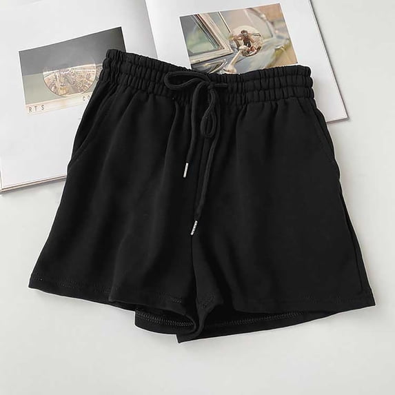 Rezuofi 2 Pcs Women's Sweat Shorts with Pockets Cotton French Terry Drawstring Summer Workout Casual Lounge Shorts Clearance