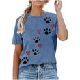 thumbnail image 1 of Rezuofi 2 Pcs Womens Love Paw Short Sleeve T-Shirt Dog Mom Funny Tees Letters Print Crewneck Casual Summer Tops, 1 of 4