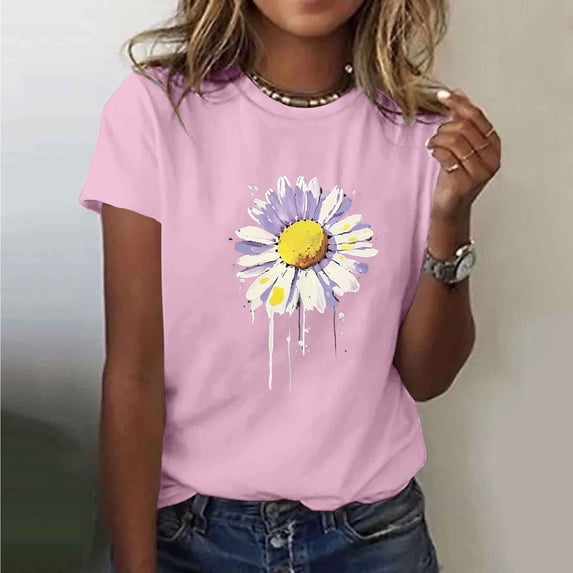 Rezuofi 2 Pcs Womens Lover Printed Tshirt Graphic Tees Crew Neck Summer Short Sleeve Loose Fit Tops