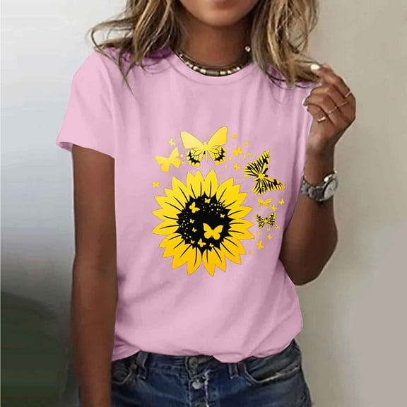 Rezuofi 2 Pcs Womens Lover Printed Tshirt Graphic Tees Crew Neck Summer Short Sleeve Loose Fit Tops