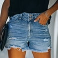 thumbnail image 1 of Rezuofi 2 Pcs Womens Mid-High Waisted Ripped Denim Jean Shorts Cutoff Stretchy Summer Hot Short Pants, 1 of 7