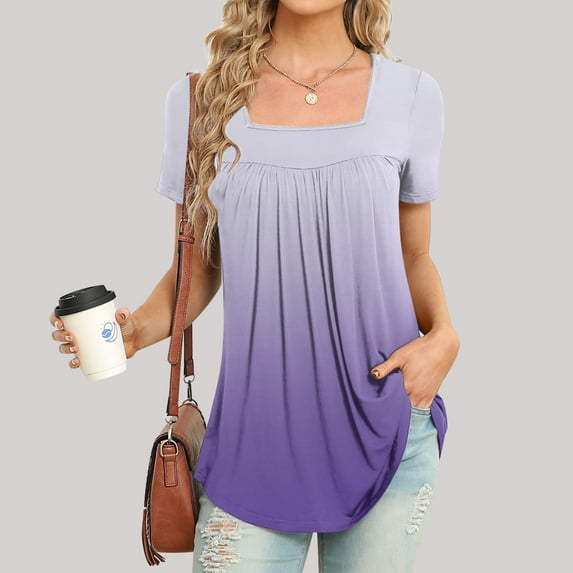 Rezuofi 2 Pcs Womens Short Sleeve Shirts to Wear with Leggings Summer Sleeveless Shirts Tank Tops