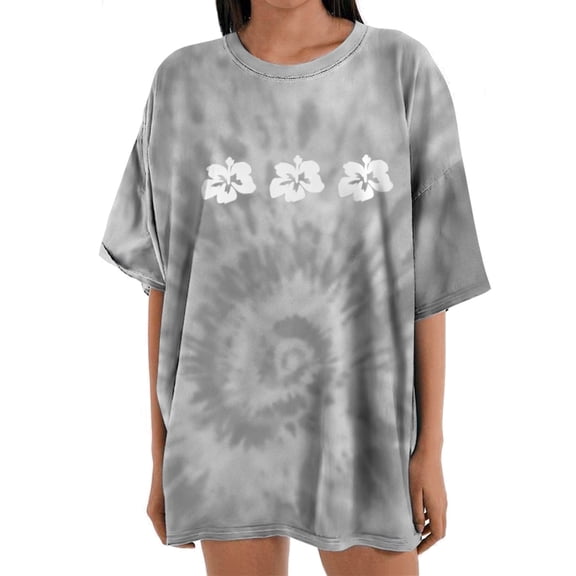 Rezuofi 2 Pcs Womens Short Sleeve Tops Crewneck Tie Dye Shirts Oversized Tees T-Shirt Trendy Shirts Blouse Graphic Funny T Shirts