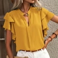 thumbnail image 1 of Rezuofi 2 Pcs Womens Summer Tops 2025 Casual V Neck Ruffle Cap Sleeve Blouse Shirts Basic Tunic Tops Spring Outfits Clearance, 1 of 5