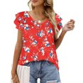 thumbnail image 1 of Rezuofi 2 Pcs Womens Summer Tops Ruffle Short Sleeve V Neck T-Shirts Casual Loose Fit, 1 of 5