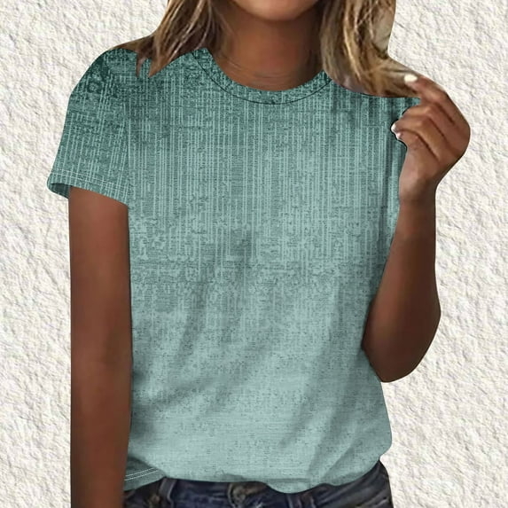 Rezuofi 2 Pcs Womens Tops Dressy Casual Short Sleeve Shirts Retro Cute Floral Print Tshirt Tunic Pullover Petite Blouse 2025 Clearance