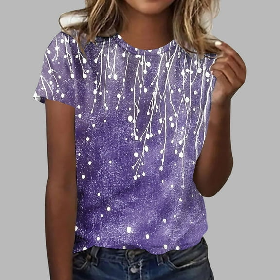 Rezuofi 2 Pcs Womens Tops Dressy Casual Short Sleeve Shirts Retro Cute Floral Print Tshirt Tunic Pullover Petite Blouse 2025