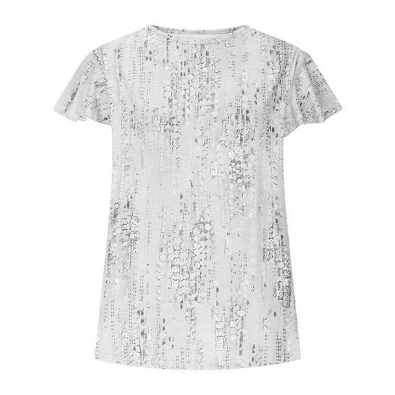 Rezuofi 2 Pcs Womens Tops Dressy Casual Summer Flutter Sleeve T-Shirts Trendy Ruffle Short Sleeve Loose Round Neck Tunic Tops