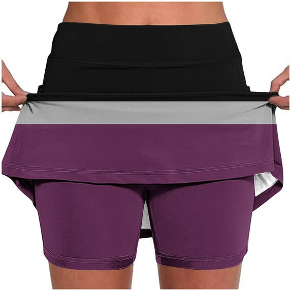 Rezuofi 3 Pcs Womens Skorts with Pockets Tummy Control Plus Size Skorts for Women High Waist Athletic Sports Pants Skirt Casual Shorts