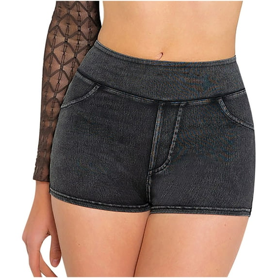 Rezuofi Stretchy Jean Shorts for Women High Waisted Pull On Jorts with Pockets Denim Shorts Women Summer Casual Shorts 2025