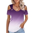 thumbnail image 1 of Rezuofi Women Short Sleeve Cold Shoulder Tops Sexy Casual Cut Out Shoulder Shirts Dressy Elegant Blouse Tshirts Boho Outifts, 1 of 8