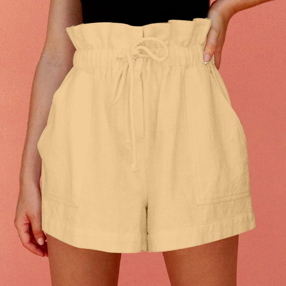 Rezuofi Women's Casual Shorts Drawstring Elastic Waist Shorts Summer Beach Shorts with Pockets