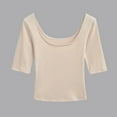 thumbnail image 1 of Rezuofi Women's Scoop Neck Stretchy Tops Cotton Half Sleeve Slim Fitted T-Shirts Tight Casual Basic Summer Tees, 1 of 4