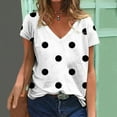 thumbnail image 1 of Rezuofi Womens Polka Dot Tops 2025 Summer Short Sleeve V Neck Tees Blouses Fashion Casual Loose Comfy Business Tshirts, 1 of 5