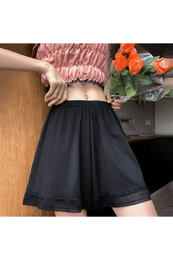 Womens Slip Shorts Lace Trim Pettipants Bloomers Split Skirt Culottes Half Slips Under Dresses Shorts for Women
