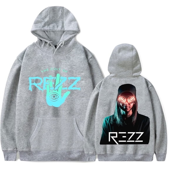 Rezz Merch Hoodie Unisex New Print Logo Cool Street Pullover Fashion Long Sleeves Sportswear,4XL,Gray