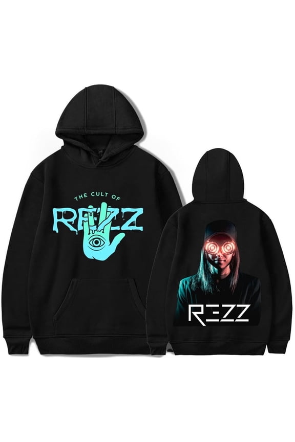 Rezz Merch Hoodie Unisex New Print Logo Cool Street Pullover Fashion Long Sleeves Sportswear,M,Black