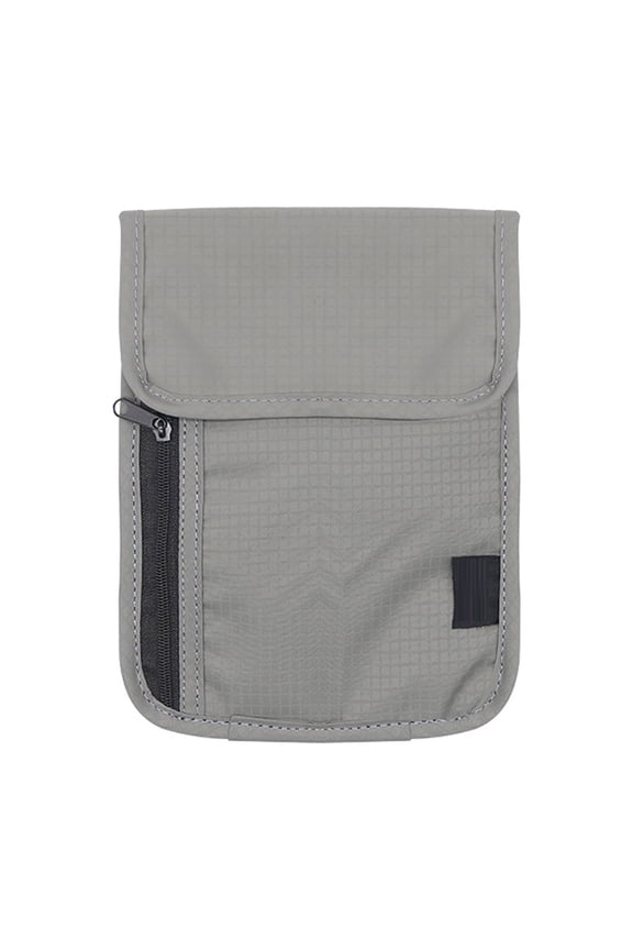 Rfid Blocking Neck Pouch | Travel Document Holder | Waterproof Document Pouch for Travel Documents Passports and Phones, Gray Lightweight Travel Pouch