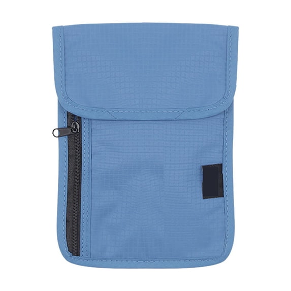 Rfid Blocking Neck Pouch | Travel Document Holder | Waterproof Document Pouch for Passports, Keys, Phones, Blue Travel Accessories