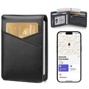 Extrelife Minimalist Wallets for Men, Works with Find My App, Slim Leather Bifold Wallet Credit Card Holder with Cash Pocket, ID Window, RFID Blocking, Gifts for Men