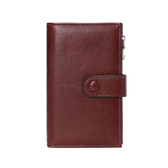 Rfids Blocking Leather Trifold Clutches Wallet Credit Card Holder Wallet Card Case Purse with Window Wallets for Women