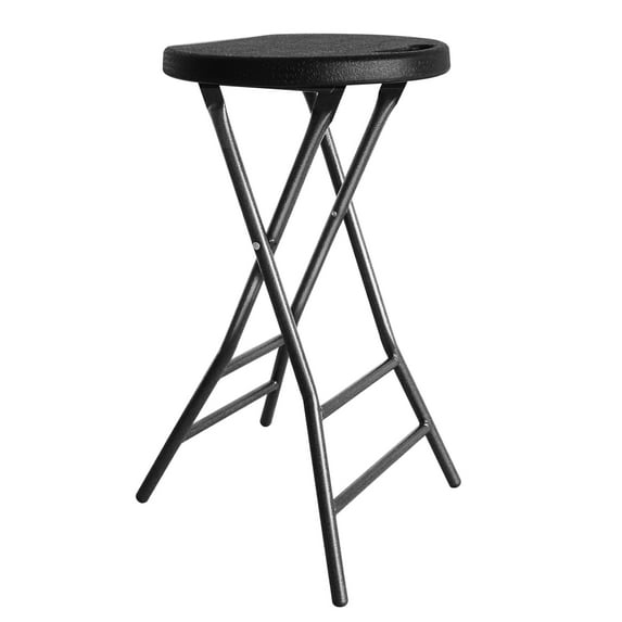 RTVR 24-Inch Round Collapsible Folding Stool with 300lbs Capacity Set of 1, Black