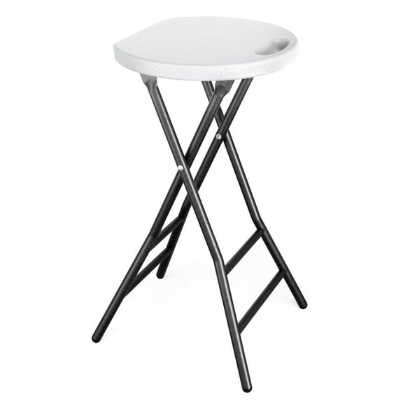 RTVR 24-Inch Round Collapsible Folding Stool with 300lbs Capacity Set of 1, White