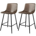thumbnail image 1 of TAVR Furniture Adult Mid Back 600 lbs and Faux Leather Counter Height Bar Stools - Set of 2, Brown, 1 of 7