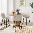 thumbnail image 1 of TAVR 600 lbs Counter Height Bar Stools Set of 3, 24 inch Leather Barstools with Back and Metal Legs for Kitchen Island, Beige, 1 of 8