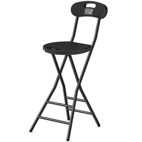 TAVR Furniture 1 Pack 24 inch Folding Stool with Backrest and Handle, Collapsible Round Folding Counter Height Stool Holds up to 450lbs