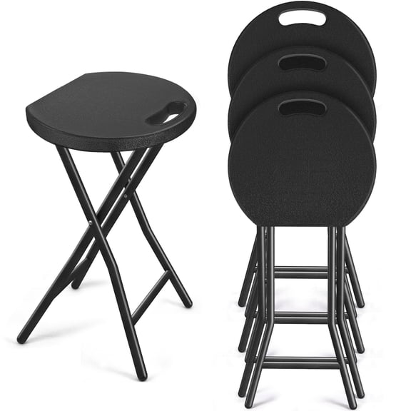 TAVR Folding Stool, 1 Pack Portable Stool Chairs with Handle, Collapsible Stool for Adults with Heavy Duty Steel Frame Legs, 500lbs Capacity for Camping RV Party, Foldable Stool, Black