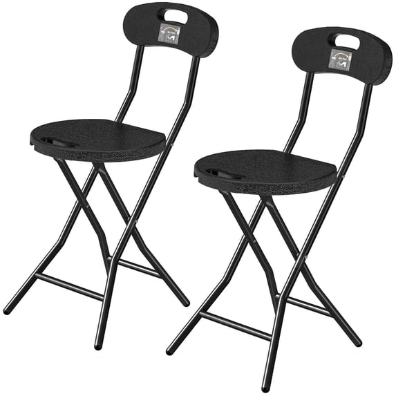 TAVR Furniture 2 Pack 18 inch Folding Stool with Backrest and Handle Holds up to 350lbs, Collapsible Round Folding Counter Height Stool for Camping