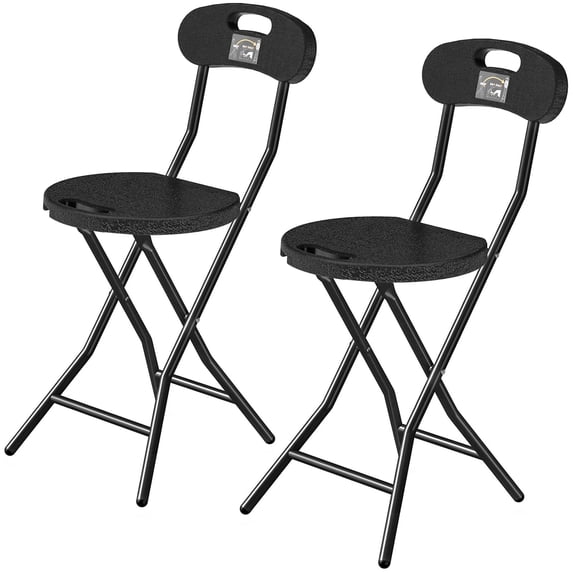 TAVR Furniture 2 Pack 18 inch Folding Stool with Backrest and Handle Holds up to 350lbs, Collapsible Round Folding Counter Height Stool for Camping
