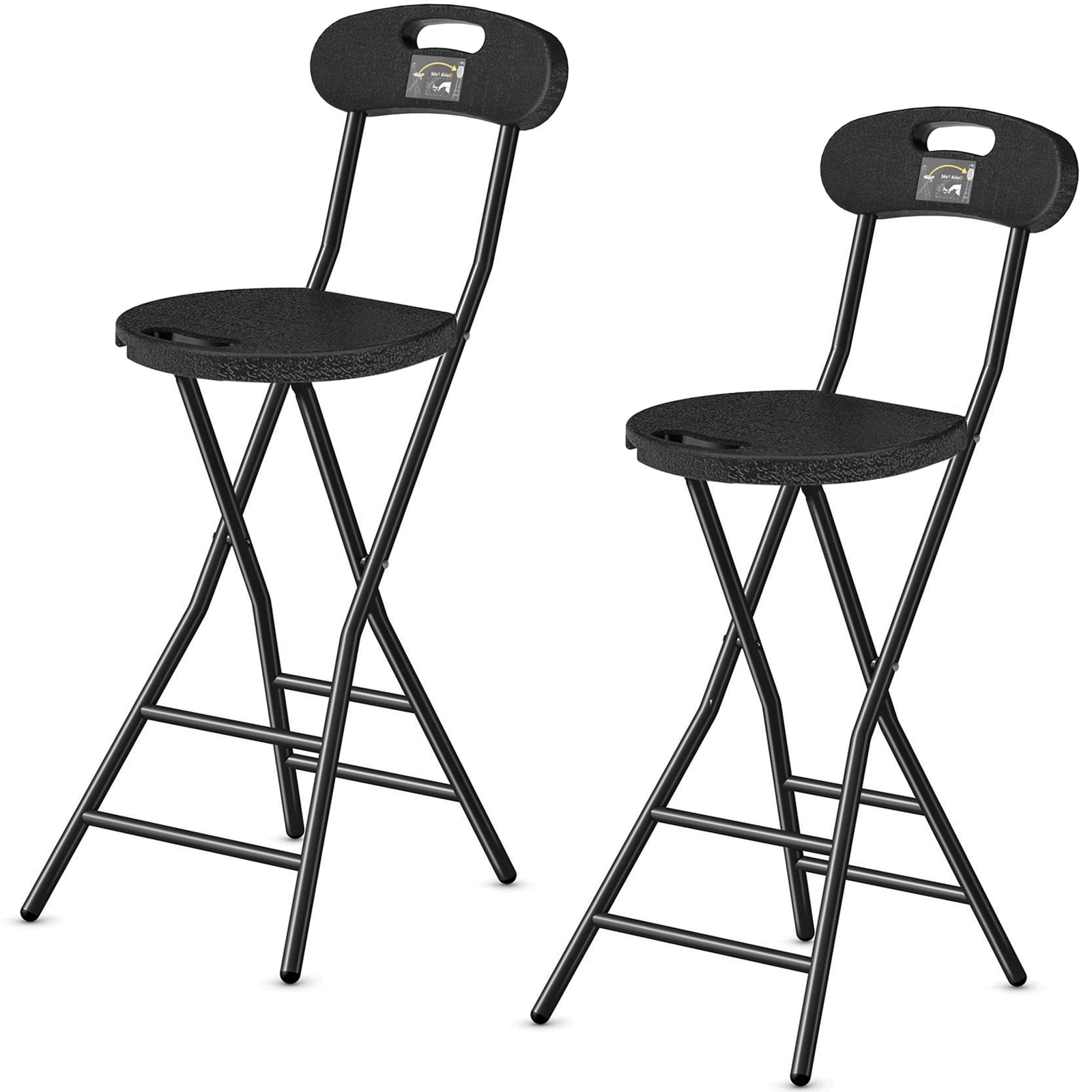 Rfiver Folding Stool, 2 Pack 24 inch Folding Bar Stool with Backrest ...
