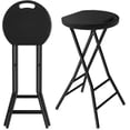 thumbnail image 1 of TAVR Furniture 2 Pack 24 inchTall Folding Stool with Handle, Foldable Stool for Adults with Steel Frame Legs, 300lbs Capacity, Black, 1 of 5