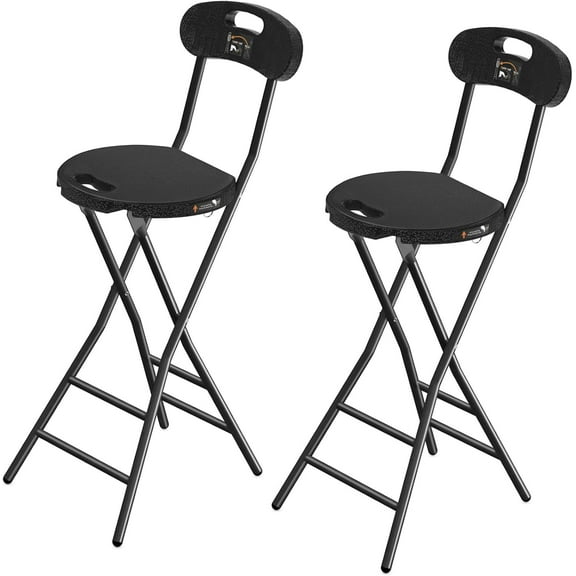 Rfiver Folding Stool with Back, Heavy Duty Foldable Stools for Adults with Handle, Portable Folding Stool Chair (24 inch Set of 2)