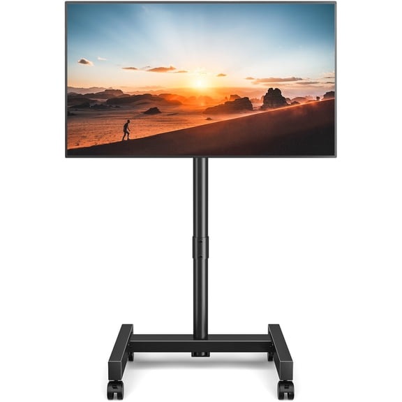 TAVR Furniture Mobile TV Cart for 13-50 inch Flat Curved TV with Tilting and Rotating, Height Adjustable, Black