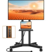 TAVR Furniture Rolling TV Stand with Wheels & Power Outlet for 32-70 inch TVs up to 88lbs, Mobile Portable TV Cart Stand Height Adjustable for Outdoor, Home, Office