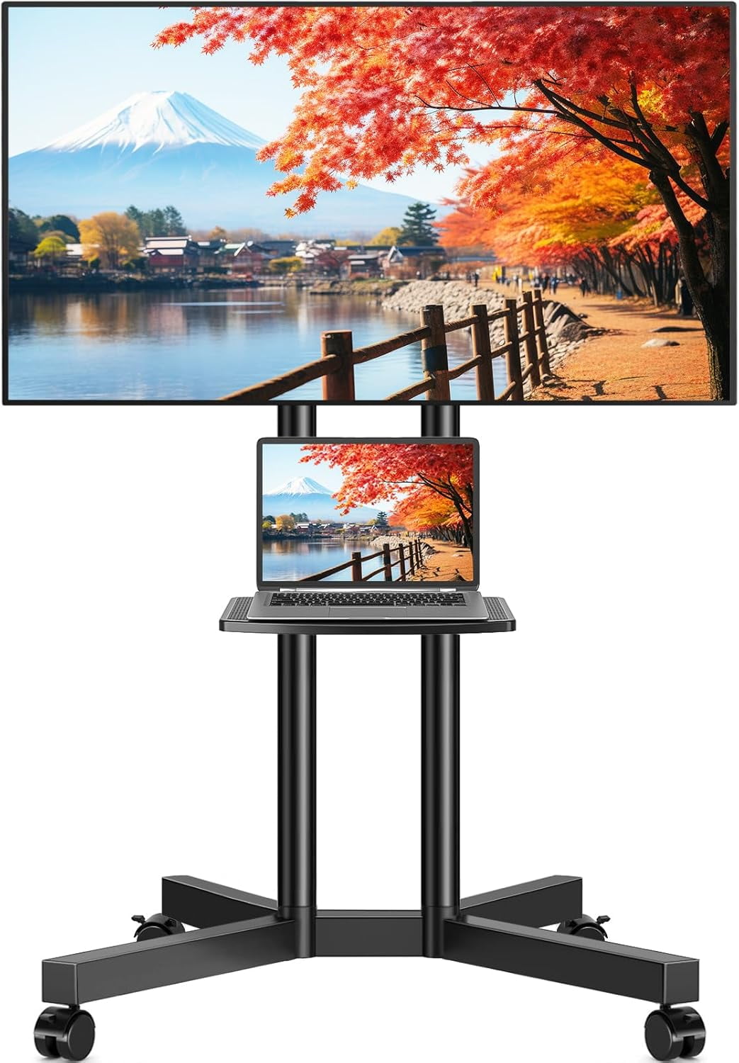 TAVR Furniture Rolling TV Stand with Wheels & Power Outlet for 32-70 inch TVs up to 88lbs, Height Adjustable for Outdoor, Home, Office