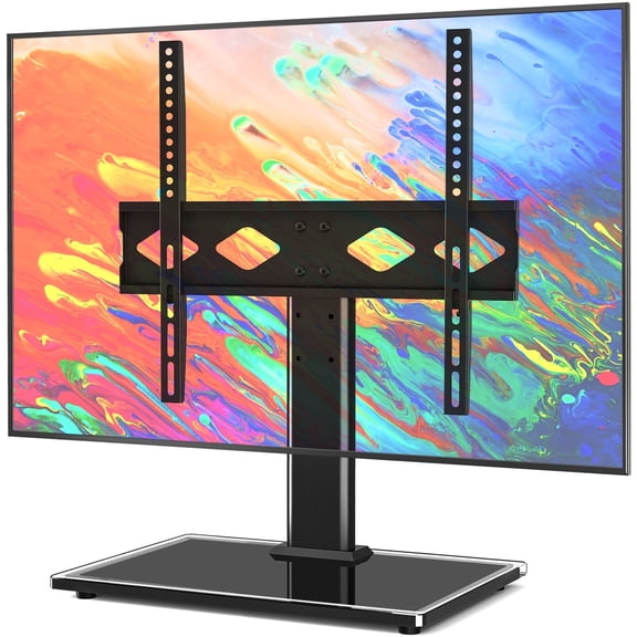 TAVR Universal Table Top TV Stand Mount, Height Adjustable, Tempered Glass Base, for 27-55 inch Flat Screens