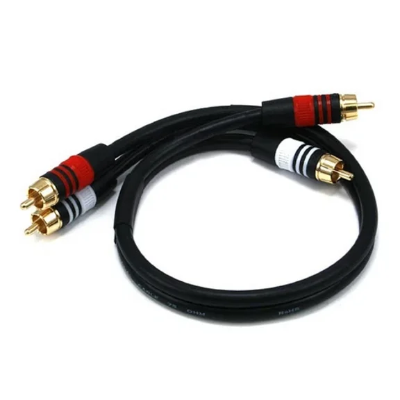 Rg59 Stereo Rca Audio (Male/Male) Cable Premium 22Awg 1.5 Ft Cord
