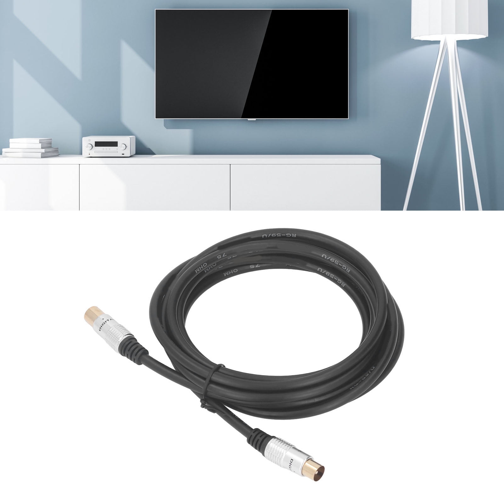 Rg59u Tv Coaxial Cable RG59U Coaxial Cable 9.5mm Male To 9.5mm Female