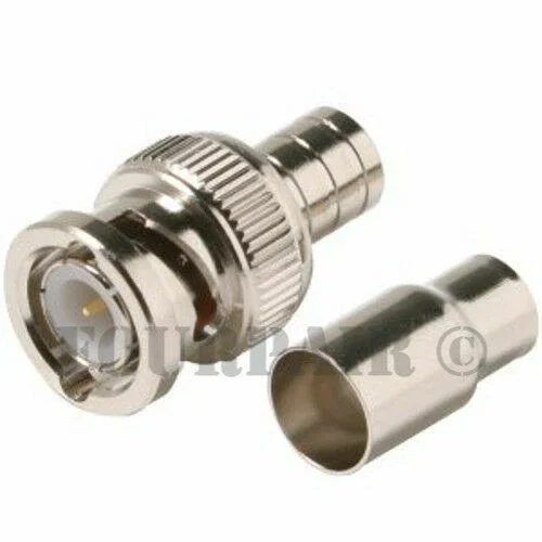 Rg6 Bnc Male 2Pc Crimp-On Connector Plug End Coax Cable Cctv Securtiy Camera Dvr