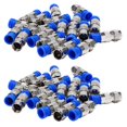 Rg6 F Type Connector Coax Coaxial Compression Fitting 40 Pack (Blue