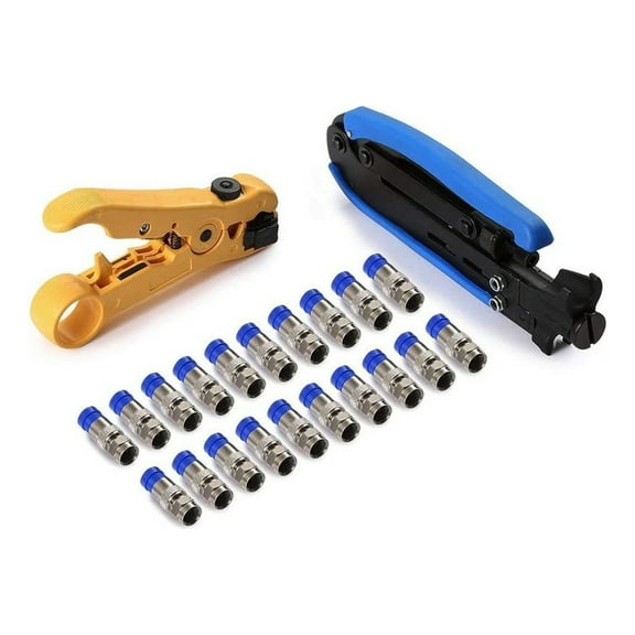 Rg6 Rg11 Cable Crimper Kit 20pcs F Compression Connectors