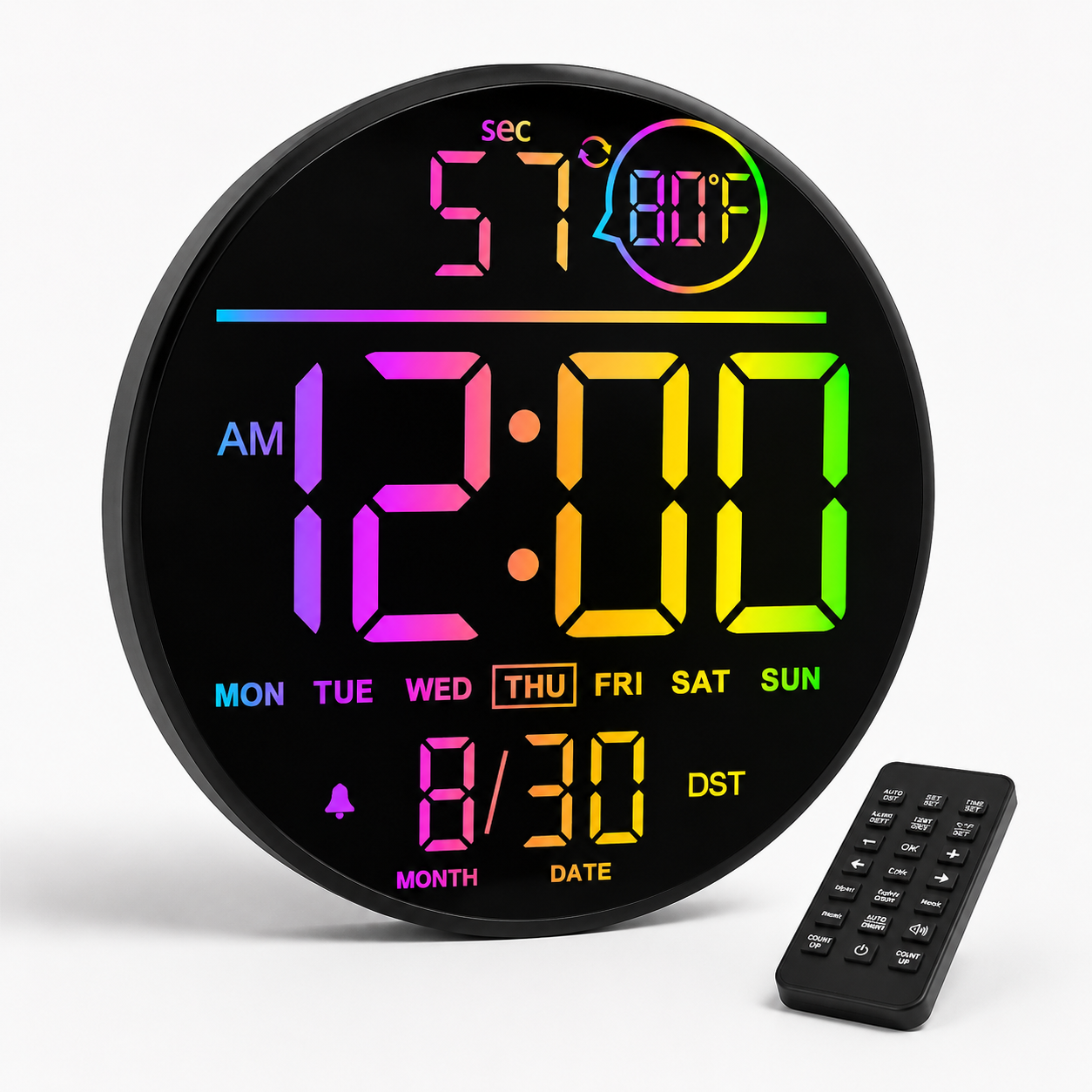Rgb 10 Inches Digital Wall Clock With Remote LED Display Alarm Rgb 10 Inches Digital Wall Clock With Remote LED Display Alarm