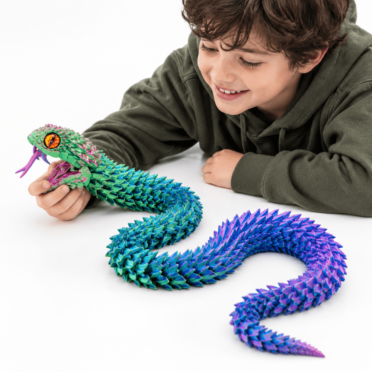 Rgb/47.5inch Super Large 3D Printed Flexible Snake Dragon Figurines ...