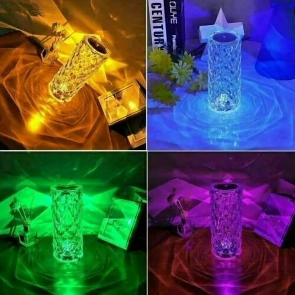 Rgb Crystal Table Led Lamp Night Light Bedside Bar Touch Atmosphere Diamond Rose